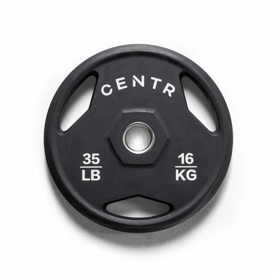 Centr 136kg Rubber Olympic Weight Set with Bar 2.13m Black Chrome Plates and Locking Collars