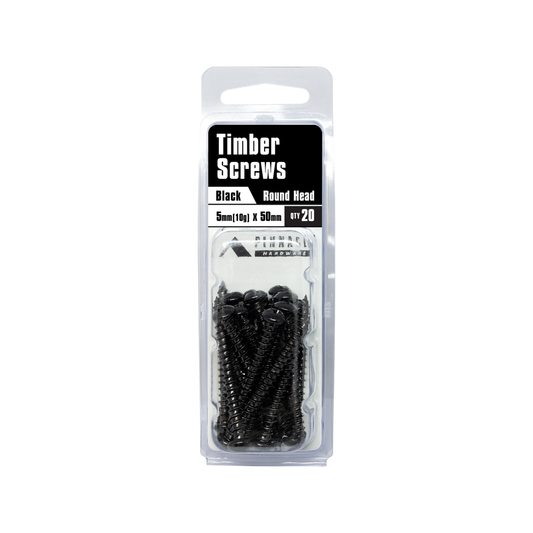 Pinnacle Black Round Timber Screw 5 x 50mm 20 Pack Durable Steel – view 2 - Auzzistore