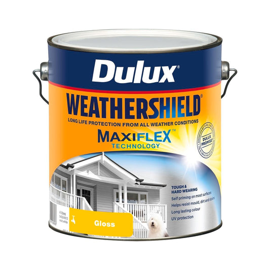 Dulux Weathershield Exterior Paint - Vivid White Gloss - 4L - 5.297kg - Auzzistore