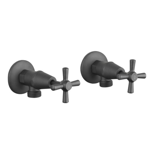 Mondella Cadenza Matte Black 1/2 Turn Washing Machine Set 245mm - Chrome