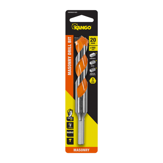 Kango 20 x 160mm 1/4 Masonry Drill Bit - Durable Carbide Tip - Efficient Drilling - Auzzistore