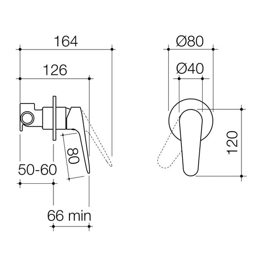 Homecare By Caroma Chrome Assistant Living Bath Shower Mixer 80mm - Ergonomic Design - AS1428.1 Compliant – view 2