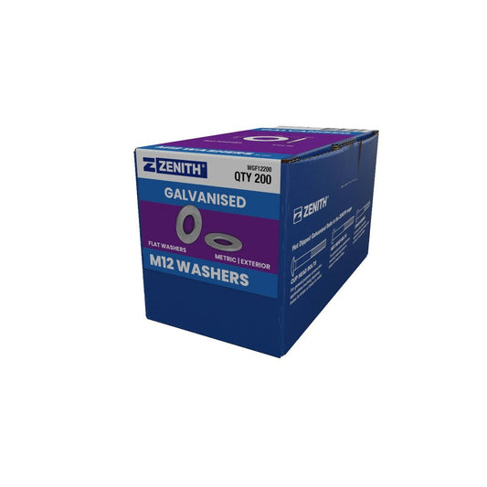 Zenith M12 Hot Dip Galvanised Flat Round Washers 200 Pack 4.6 Steel Durable - Auzzistore