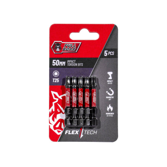 Full Boar Impact Torsion Bits Set - T25 x 50mm - 5 Pack - Durable & Precise - Auzzistore
