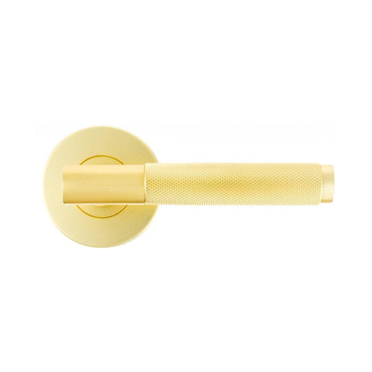 Ikonic Brushed Brass Knurled Passage Lever Set - 1 Pack - 1125mm x 65mm - Adjustable Latch - Auzzistore