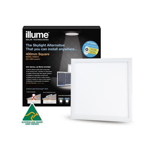 Illume 400mm Square Flush Mount Skylight Alternative - Aluminium - No Heat Transfer