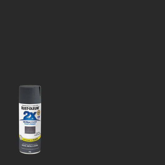 Rust Oleum 2X Ultra Cover Spray Paint - Satin Charcoal Grey 340g - 0.34L - Fast-Drying – view 2 - Auzzistore