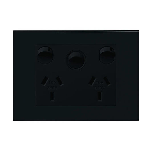 HPM Vivo Double Powerpoint 2 Gang 118mm x 85mm Grey - Extra Switch - Easy Installation - Auzzistore