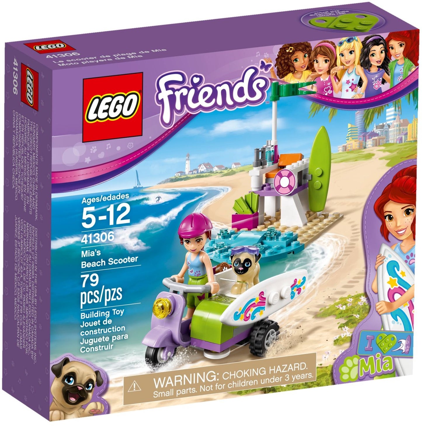 LEGO 41306 Mia's Beach Scooter with Sidecar & Pug