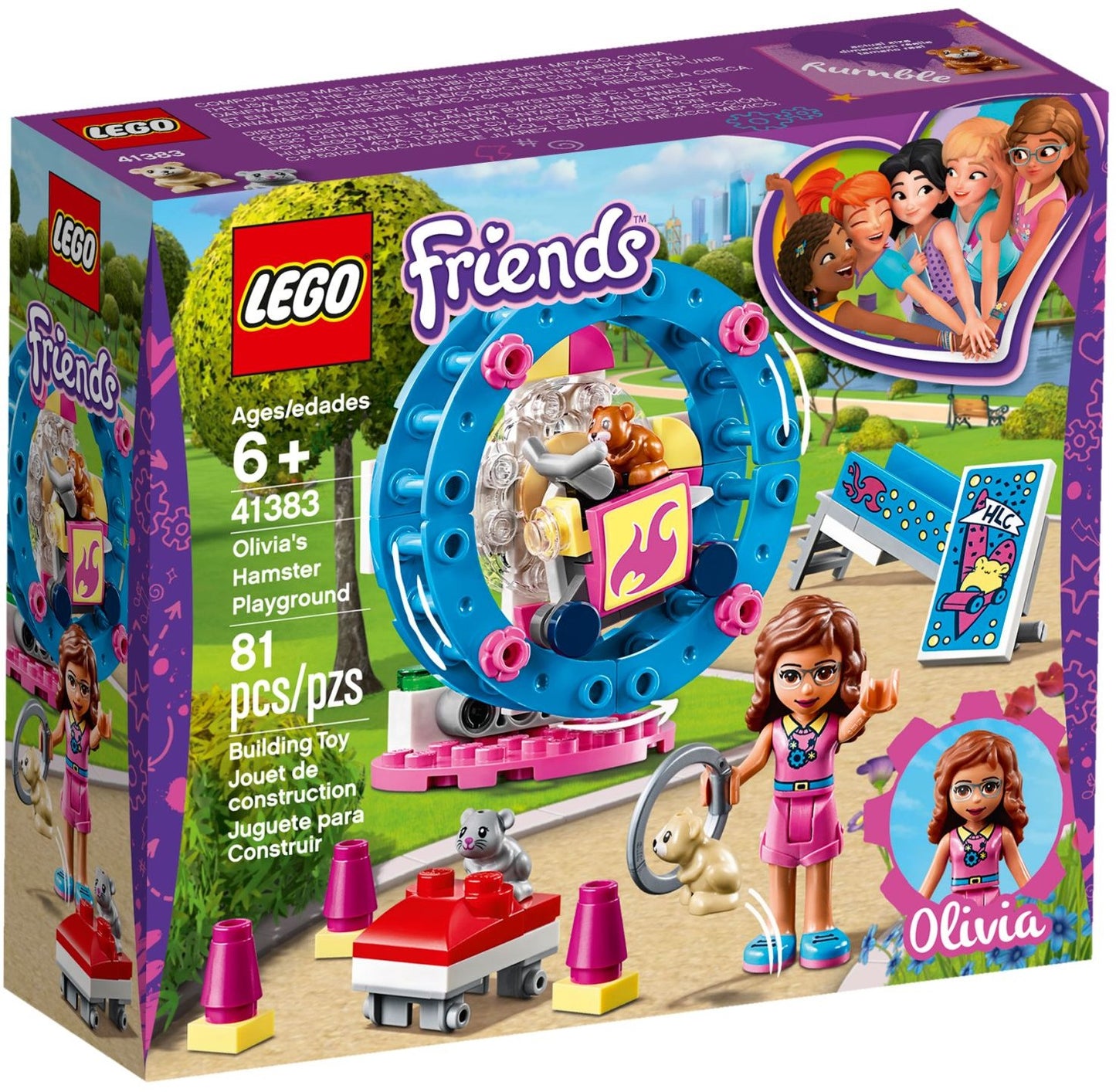 LEGO 41383 Olivia's Hamster Playground - Spinning Wheel & Play Set