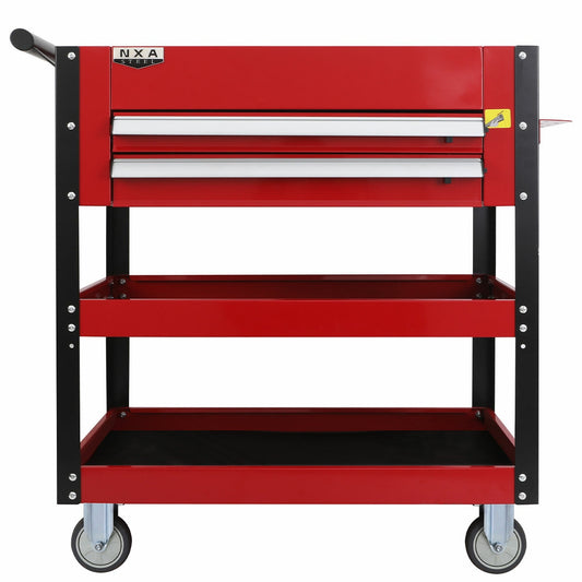NXA 76cm Red Tool Cart With 2 Drawers And 3 Trays 30TC2D2TR - Auzzistore
