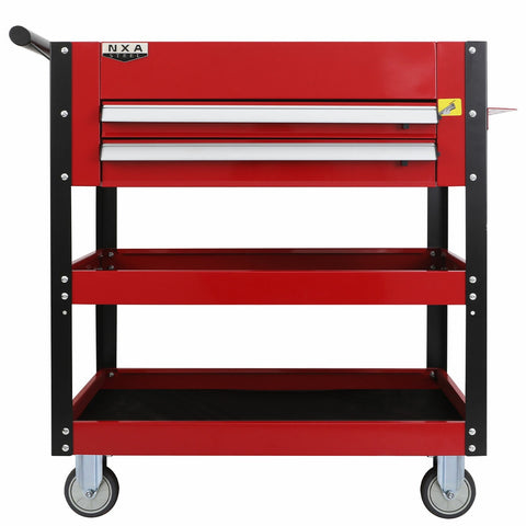 NXA 76cm Red Tool Cart With 2 Drawers And 3 Trays 30TC2D2TR - Auzzistore