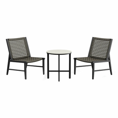 Agio Hyde Park Small Space 3 Piece Set Black Aluminium Rope & Sintered Stone