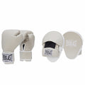 Everlast 1910 Boxing Mitt Kit Classic Gloves & Focus Mitts Sable/White