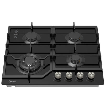 Midea 600mm Black Glass Gas Cooktop 4 Zone Wok Burner MCG601GBL