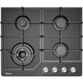 Midea 600mm Black Glass Gas Cooktop 4 Zone Wok Burner MCG601GBL