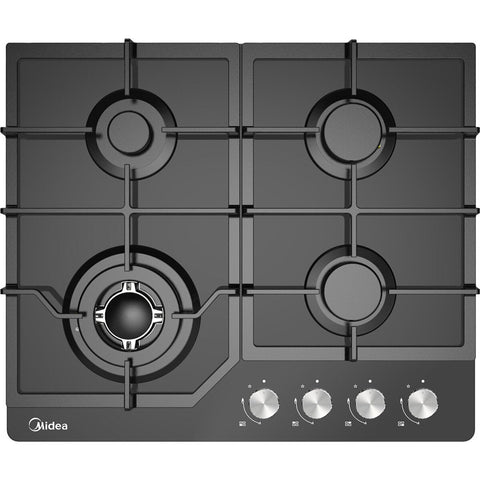 Midea 600mm Black Glass Gas Cooktop 4 Zone Wok Burner MCG601GBL