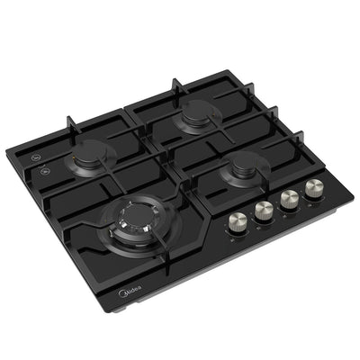 Midea 600mm Black Glass Gas Cooktop 4 Zone Wok Burner MCG601GBL