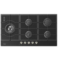 Midea 900mm Black Glass Gas Cooktop 5 Zone Cast Iron MCG90GBL
