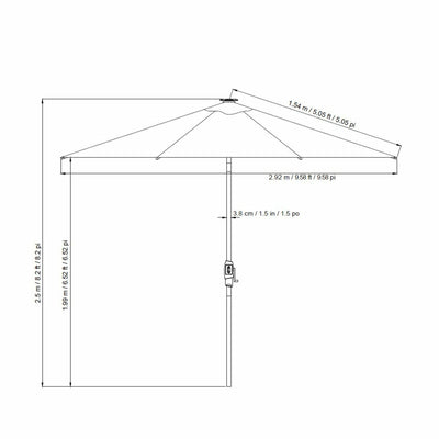 SunVilla Tan LED Market Umbrella 3m Aluminium Rechargeable