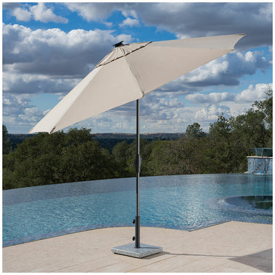 SunVilla Tan LED Market Umbrella 3m Aluminium Rechargeable