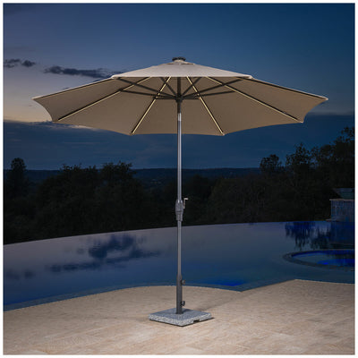 SunVilla Tan LED Market Umbrella 3m Aluminium Rechargeable