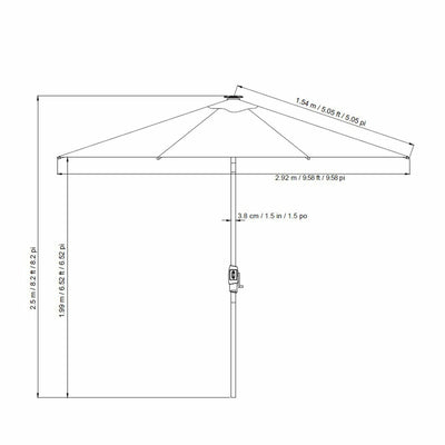SunVilla Blue 3m LED Market Umbrella Aluminium Rechargeable