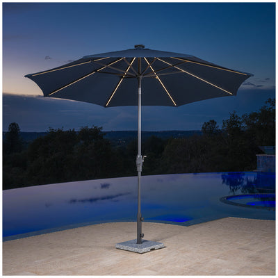 SunVilla Blue 3m LED Market Umbrella Aluminium Rechargeable