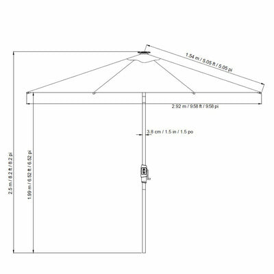 SunVilla 3m LED Market Umbrella Graphite Aluminium Rechargeable