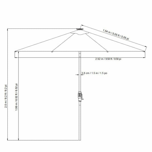 SunVilla Graphite LED Market Umbrella 3M