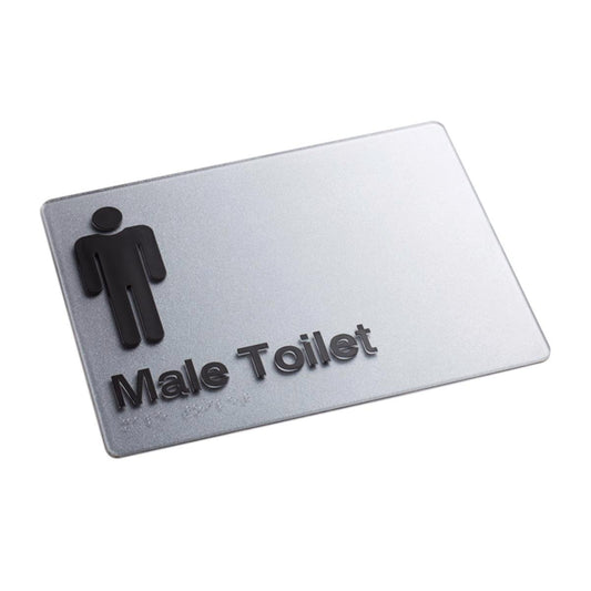 Sandleford Male Toilet Braille Sign 180 x 235mm Acrylic Self Adhesive - Auzzistore