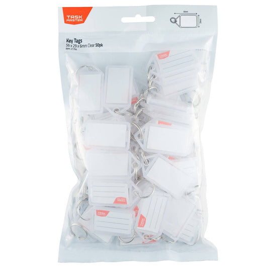 Taskmaster Clear Key Tags - 50 Pack - 56x29x6mm - Easy Labelling – view 2