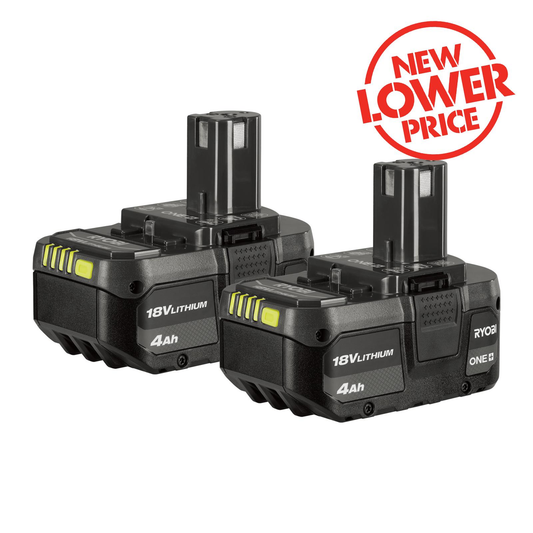 Ryobi 18V ONE+ Battery Twin Pack - 2 x 4.0Ah - IntelliCell Technology