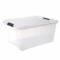 IRIS Buckle-Up Storage 42L Capacity 3 Pack Clear Stackable Plastic