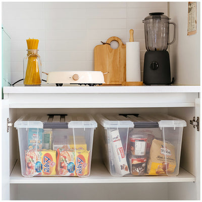 IRIS Buckle-Up Storage 42L Capacity 3 Pack Clear Stackable Plastic