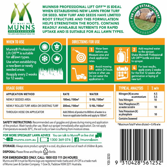 Munns Professional Lawn Fertiliser - 1L - Liquid - All Year Use – view 2 - Auzzistore