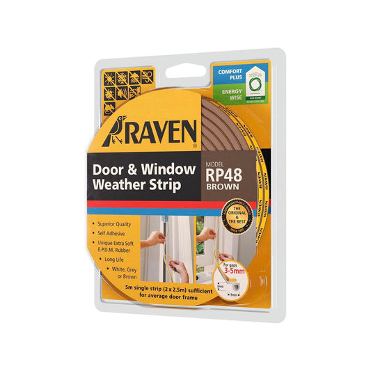 Raven Weather Strip - 5000mm Brown EPDM Rubber - Easy Install Seal - Auzzistore