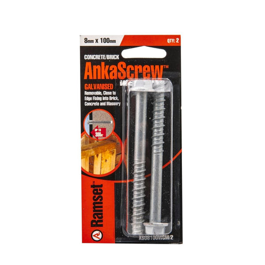 Ramset Ankascrew 8 x 100mm Galvanised Masonry Anchor 2 Pack - Auzzistore