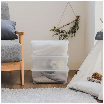 Iris Stackable Storage Box 11 Litre Capacity 8 Pack Clear Plastic