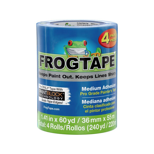 Frogtape Pro Grade Painter's Tape 36mm x 55m Blue 4 Pack - Sharp Lines - Clean Removal - Auzzistore