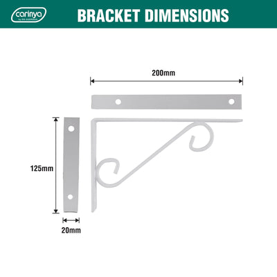 Carinya Scroll Stayed Bracket 200x125mm Powder Coated Steel Durable