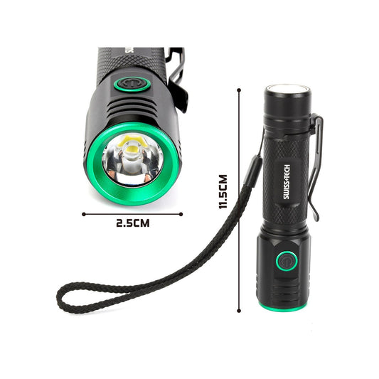 Swiss Tech 2000lm Rechargeable Turbo Flashlight - Compact - 5 Modes - IPX6 Water-Resistant – view 2