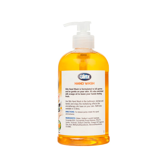 Glitz Antibacterial Hand Wash 500ml PET Bottle Gentle Orange Oil