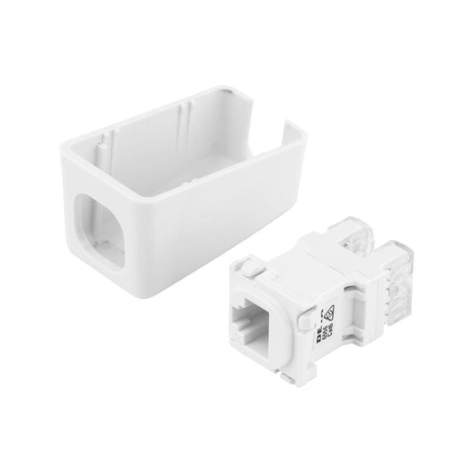 Deta RJ45 Skirting Board Outlet - Hardwired CAT6 Ethernet Connector - White - 29mm x 50mm x 27mm - Auzzistore