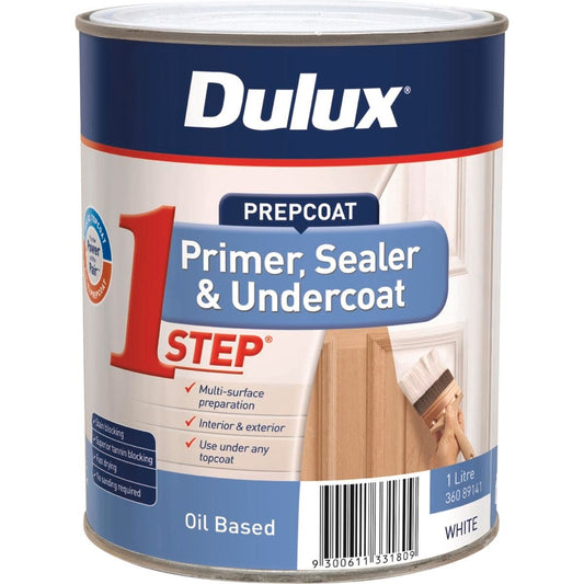 Dulux White Prepcoat 1L Oil Based Primer Sealer Fast Drying - Auzzistore