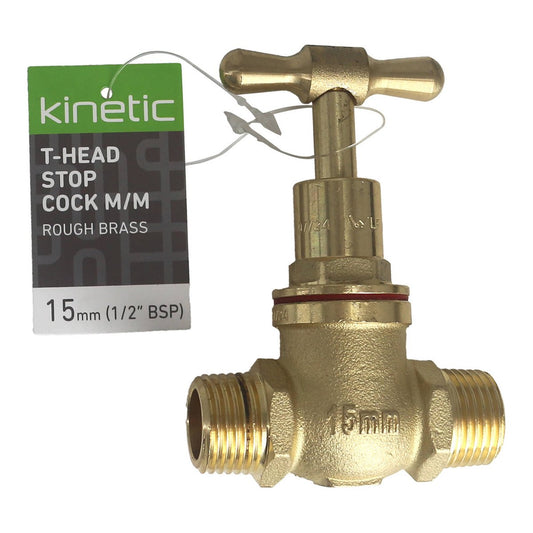 Kinetic 15mm Brass Male T Head Stop Cock - Lead Free - WaterMark Certified – view 2 - Auzzistore