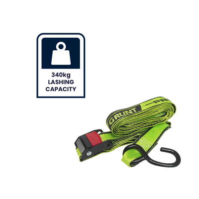 Grunt Pro Cam Buckle Tie Downs - 38mm x 3m - Reflective - 340kg