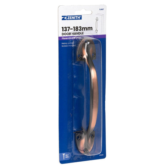 Zenith Door Handle - 195mm - Zinc Alloy - Florentine Bronze – view 2