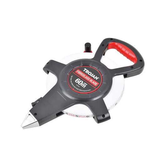Trojan 60m Open Reel Tape Measure - Fibreglass - Double-Sided Scales - Yellow – view 2 - Auzzistore