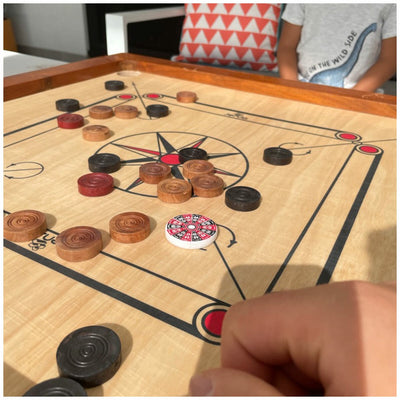 Jenjo Games Carrom Junior Carrom Board 155 Silver Indian Plywood Portable